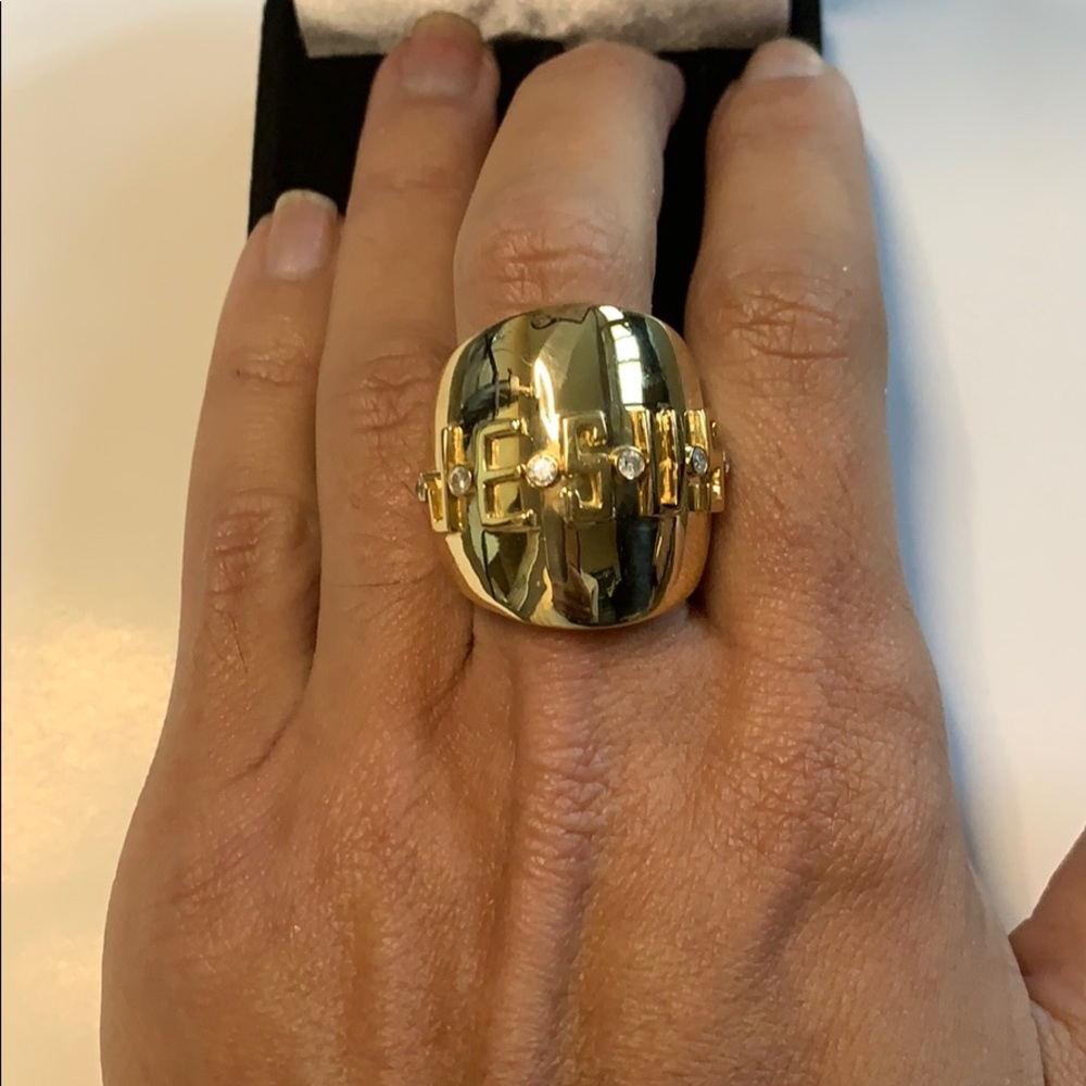 Yellow gold 18k and diamonds, ring size 8 . - Picture 2 of 3
